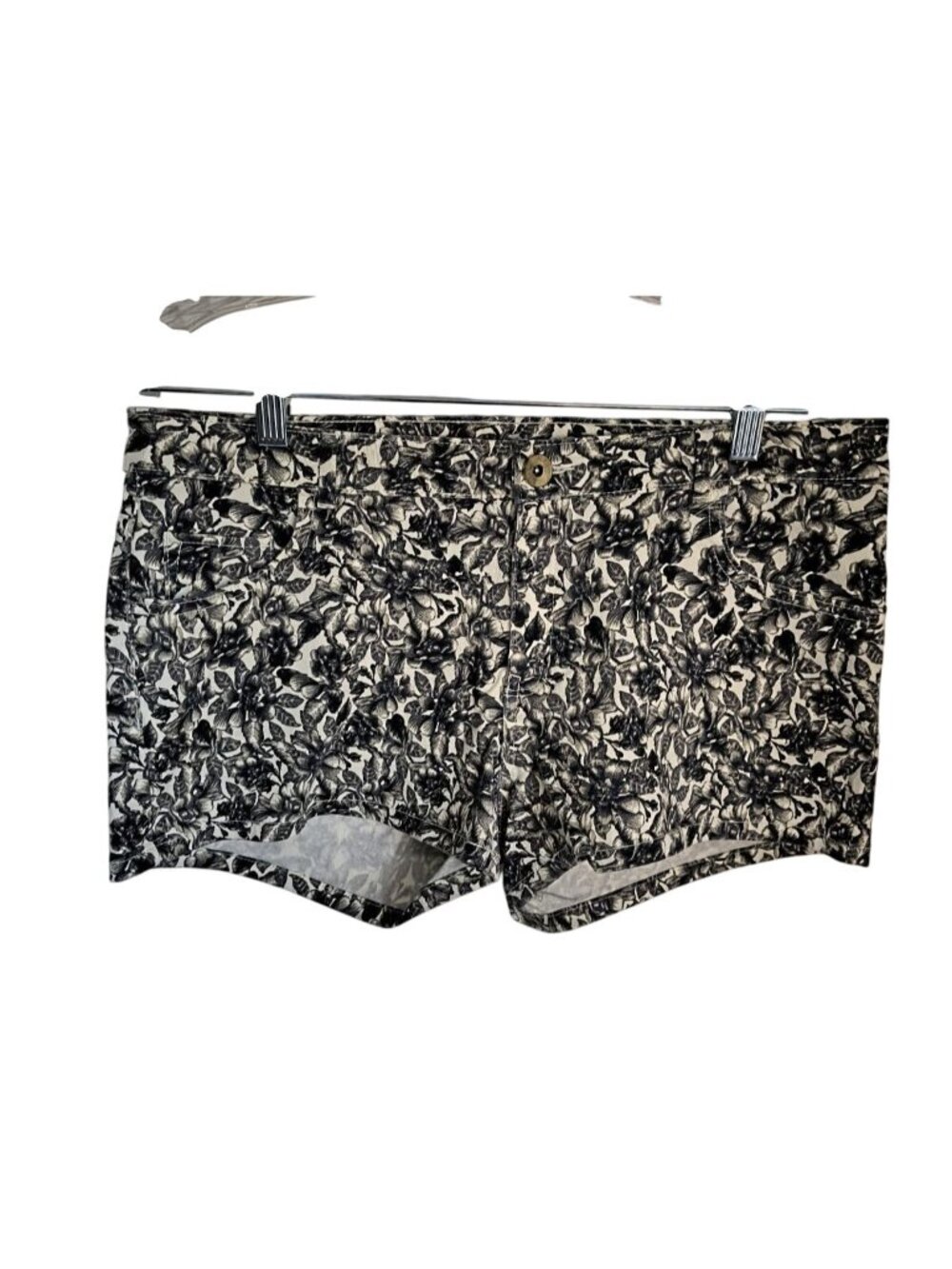 H&M Floral Cotton Boho Shorts black and off white size 14